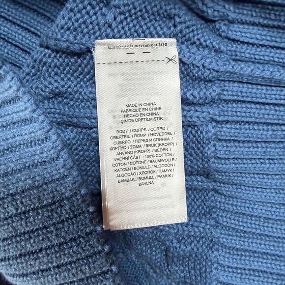 Lauren Ralph Lauren Sweater XXL Blue Cable-Knit Cotton Crewneck Puff Sleeve NWT - Picture 10 of 12
